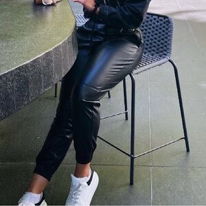 Women's Black Leather Pants